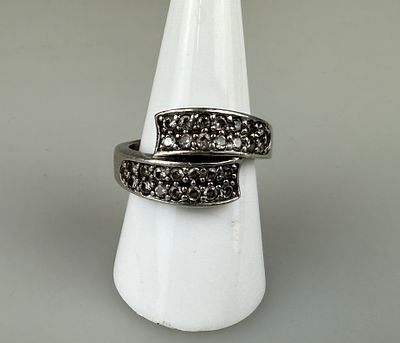 Silver Stone Set Ring Approx. Size R