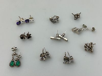 10 Pairs of Silver Earrings