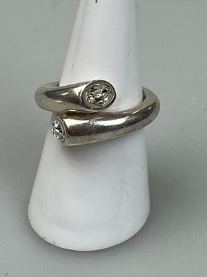 Silver Stone Set Ring Size N - Approx 9.6g