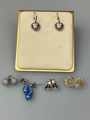 Five Pairs of Silver Earrings