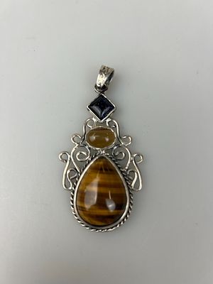 Large Silver Stone Set Pendant - Approx Gross W 23g