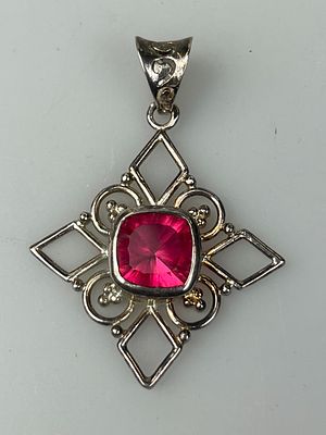 Silver Stone Set Pendant - Approx Gross W 8g