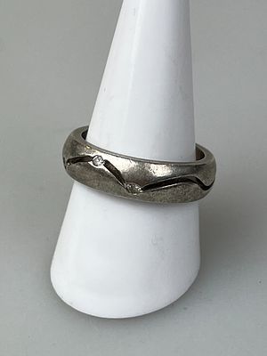 Silver Stone Set Ring Size S - Approx W 7.8g