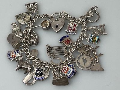 Silver Charm Bracelet - Approx 63g