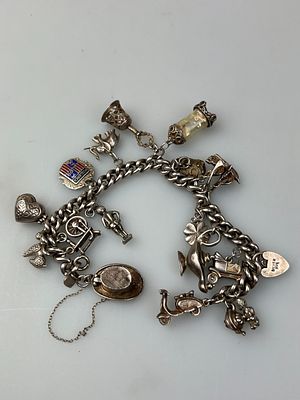 Silver Charm Bracelet - Approx 57g