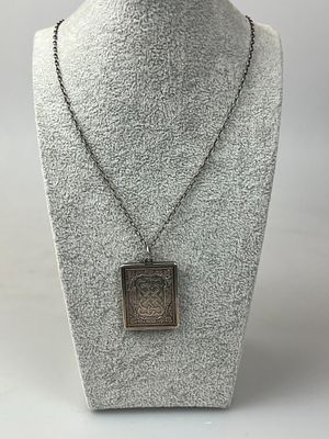 John Pinches 1977 Silver Valentine Pendant with Celtic Knot Design on Silver Chain - Approx 35g
