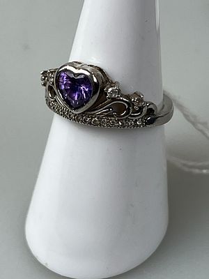 Silver Amethyst Set Ring Approx. Size M