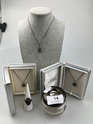 Collection of Silver Jewellery together with a Silver Lidded Pot