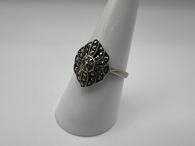 Silver Marcasite Ring Size Q
