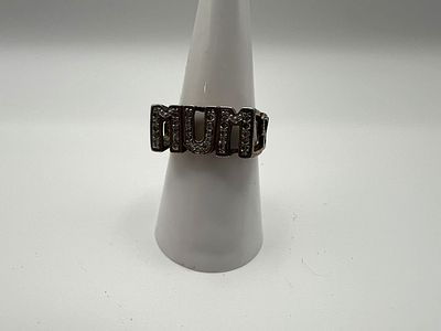 Silver Stone Set Mum Ring Size O
