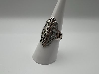 Silver Filagree Ring Size O&frac12;