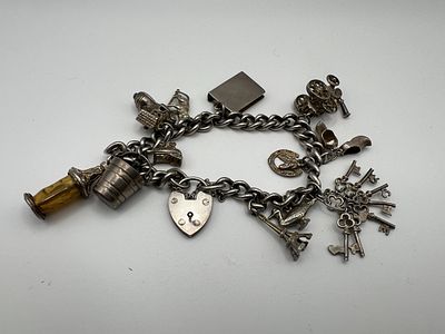 Silver Charm Bracelet - Approx 51g