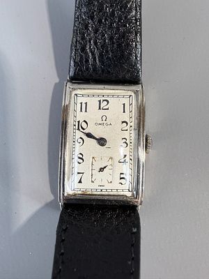 Art Deco Late 1920's to Early 1930's Omega Tank Style Wind up Wrist Watch in Working Order