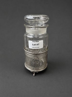 Hallmarked Silver Glass Jar Holder Approx Silver W 88g