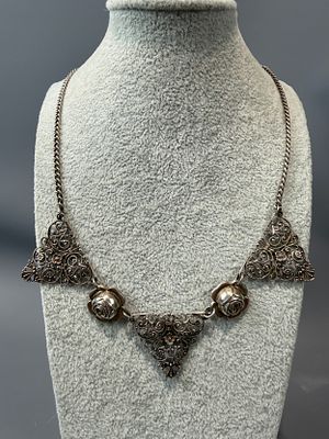 Vintage Silver Filigree Necklace