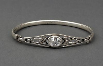Silver Celtic Stone Set Bangle