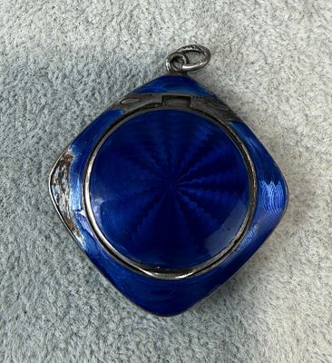Vintage 935 Silver Machine Enamelled Locket Pendant