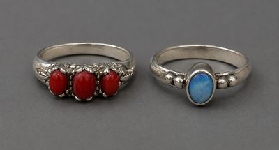 2 Silver Stone Set Rings