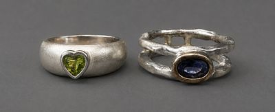2 Silver Stone Set Rings