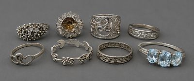 8 Silver Rings
