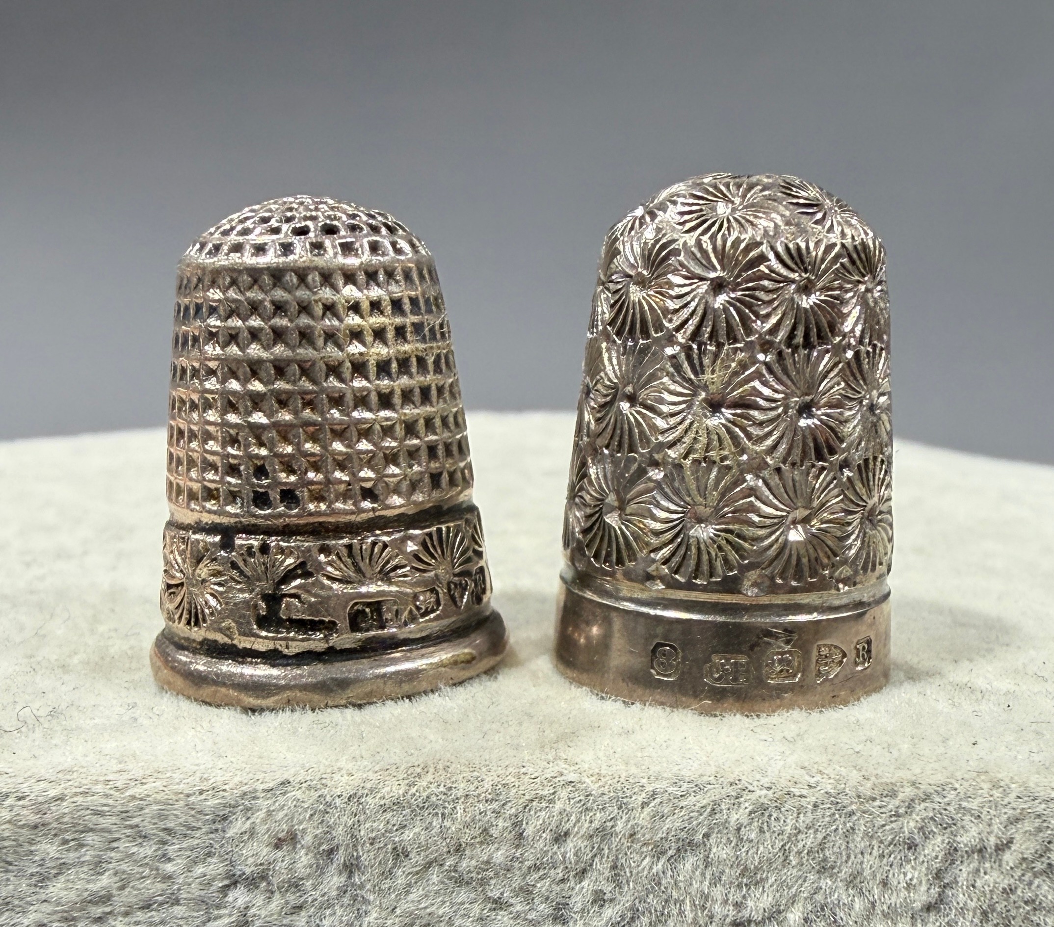 2 Charles Horner Hallmarked Silver Thimbles