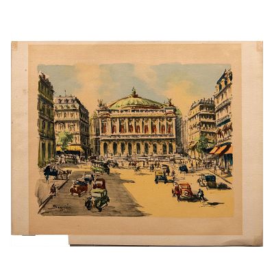 Siguie (French, 20th century) Watercolor Painting, Signed. Exquisitely detailed watercolor on 