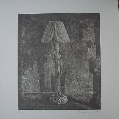 Large Original Monochrome Etching on Paper, Signed. Large original monochrome engraving on paper 