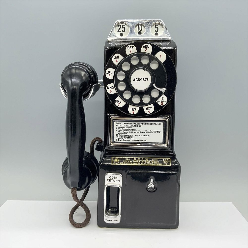 Jim Beam Liquor Decanter, 3 Coin Slot Dial Pay Phone. A nostalgic decanter resembling an old 