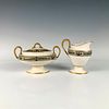 2pc Morgan Belleek Orient Sugar Bowl with Lid and Mini Creamer. A cream colored oval shaped Image - 1