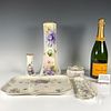 5pc Willets Belleek Hand Painted Vase and Vanity Set, Signed. Hand painted pieces with purple Image - 10