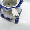 Antique Porcelain Flow Blue Teapot with Lid. Blue floral design over octagon paneled shape. Lid Image - 4