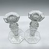 Pair of Vintage Fostoria American Glass Candle Holders. Pineapple shape and textured design on Image - 1