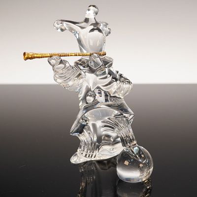 Baccarat by Jean Boggio Crystal Jester Figurine. Clear crystal figurine designed by Jean Boggio
