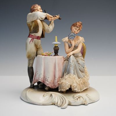 A. Borsato Porcelain Figurine, Romantic Serenade Couple. This romantic porcelain figurine by