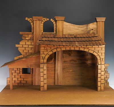 Goebel Hummel Wooden Nativity Set Manger. Vintage Goebel nativity stable designed as a wooden