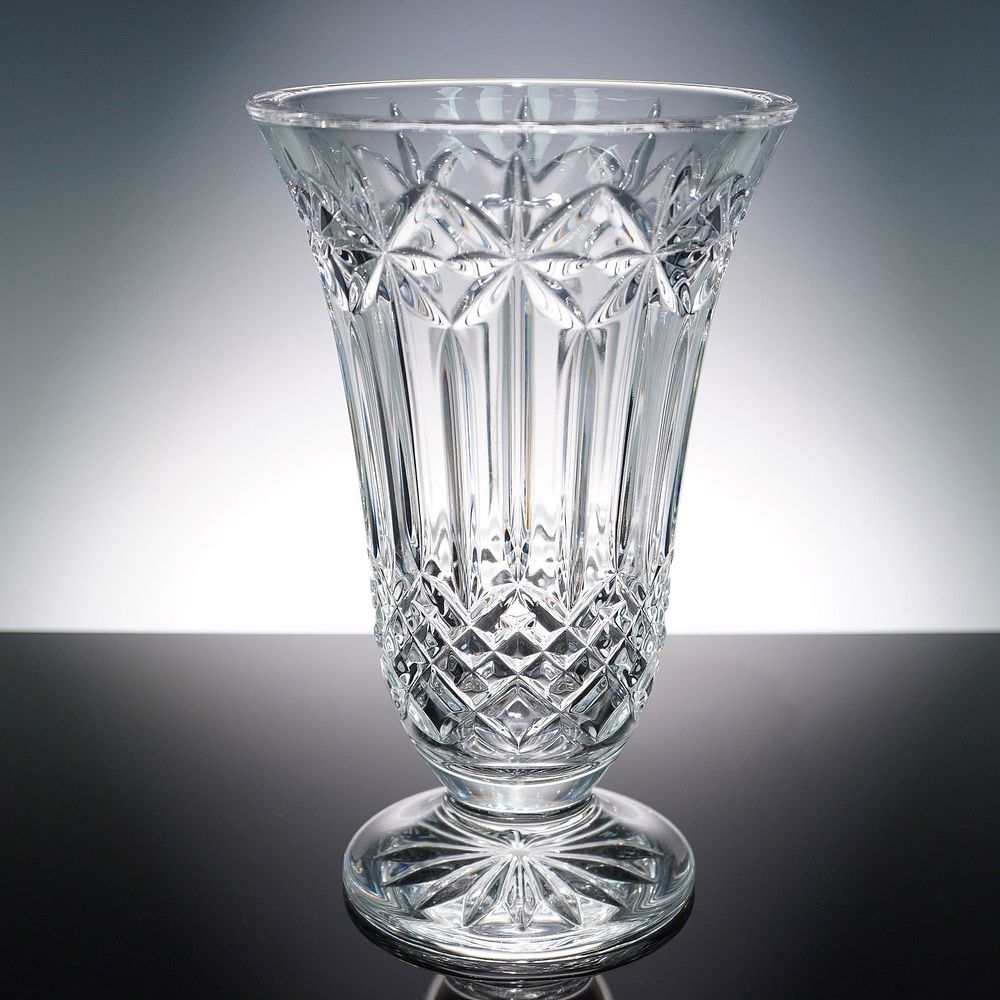 Waterford Crystal Vase, Balmoral Pattern Footed Flower Vase. This elegant footed vase from the 