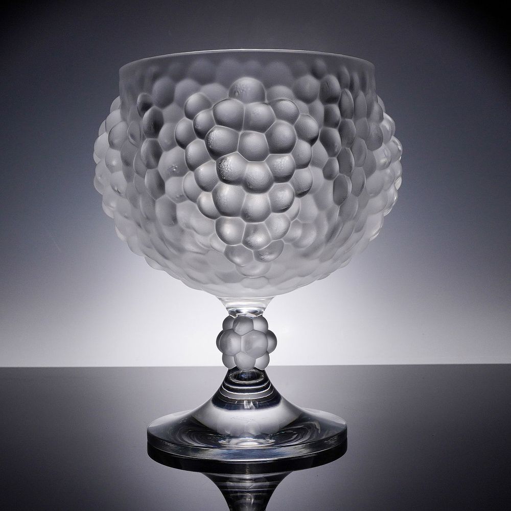 Lalique Crystal Foot Bowl, Antilles. Featuring a wide open bowl supported by a sculptural 