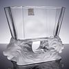 Lalique Crystal Octagonal Bowl, Venise. Features two frosted lion head sculptures on either side Image - 1