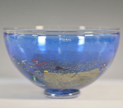 Kosta Boda Bertil Vallien Satellite Art Glass Bowl. A striking Kosta Boda Satellite art glass