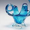 Mid-Century Chalet Art Glass Freeform Centerpiece Bowl. A striking vintage hand-blown glass Image - 1