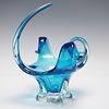 Mid-Century Chalet Art Glass Freeform Centerpiece Bowl. A striking vintage hand-blown glass Image - 3