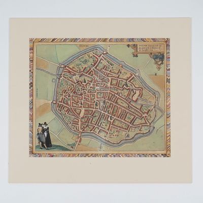 Braun & Hogenberg, Antique Hand-Colored Map of Dovay France. A beautifully detailed and