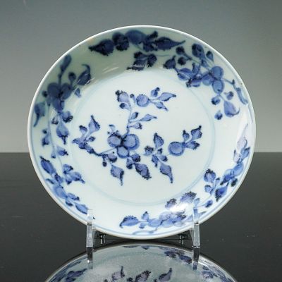 Antique Chinese Blue and White Porcelain Floral Bowl. Decorated with underglaze blue floral