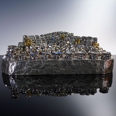 D'Argenta Silver Menorah Sculpture, Signed Mexico. This sculptural silver menorah is a striking
