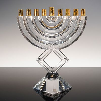 Baccarat Crystal Menorah. Baccarat crystal menorah featuring a modern arched form with nine