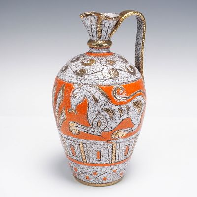 Fratelli Fanciullacci Pottery Pitcher with Mythological Horse. This Italian pottery pitcher by