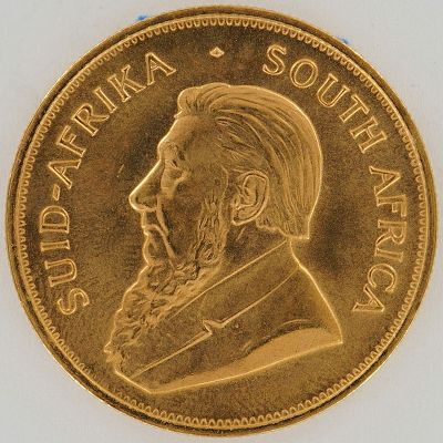 1984 South African 1 oz Gold Krugerrand Coin. Gold bullion coin from South Africa dated 1984