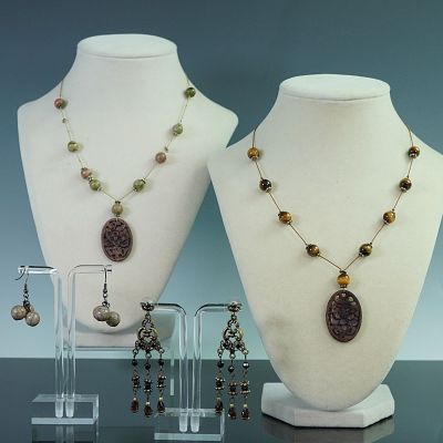 Semi Presious Stone Jewelry Lot. Group of semi precious stone jewelry including two necklaces