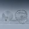 2pc Glass Crystal Pedestal Dishes. Two elegant glass dishes with pedestal bases. The floral one Image - 2