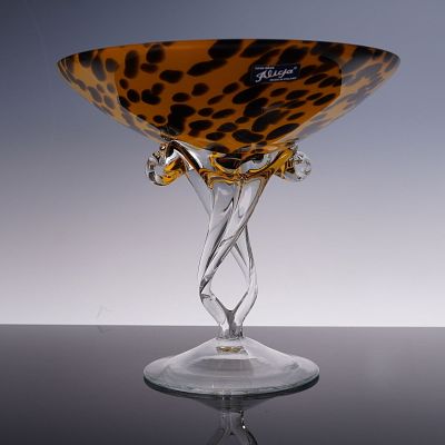 Alicja Tortoiseshell Art Glass Pedestal Bowl. Elevate your decorative display with this stunning